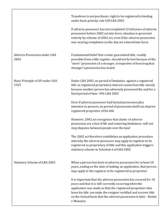 Land law adverse possession (law tute47) | DOCX