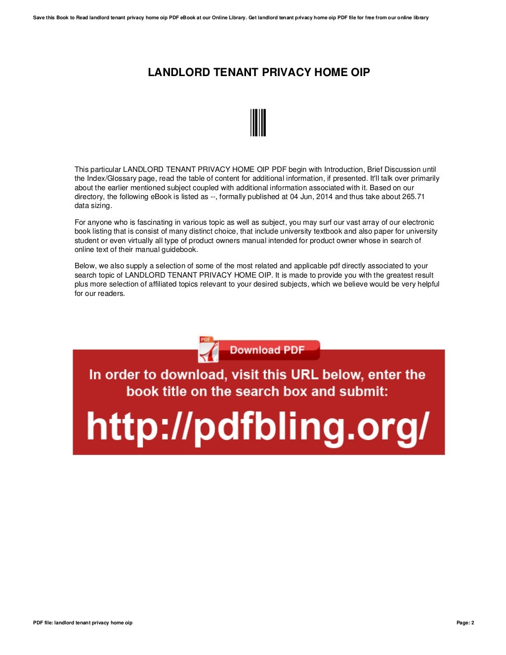 Landlord tenant privacy home oip 