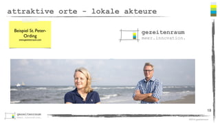 ©2016 gezeitenraum
attraktive orte - lokale akteure
18
Beispiel St. Peter-
Ording
www.gezeitenraum.com
 