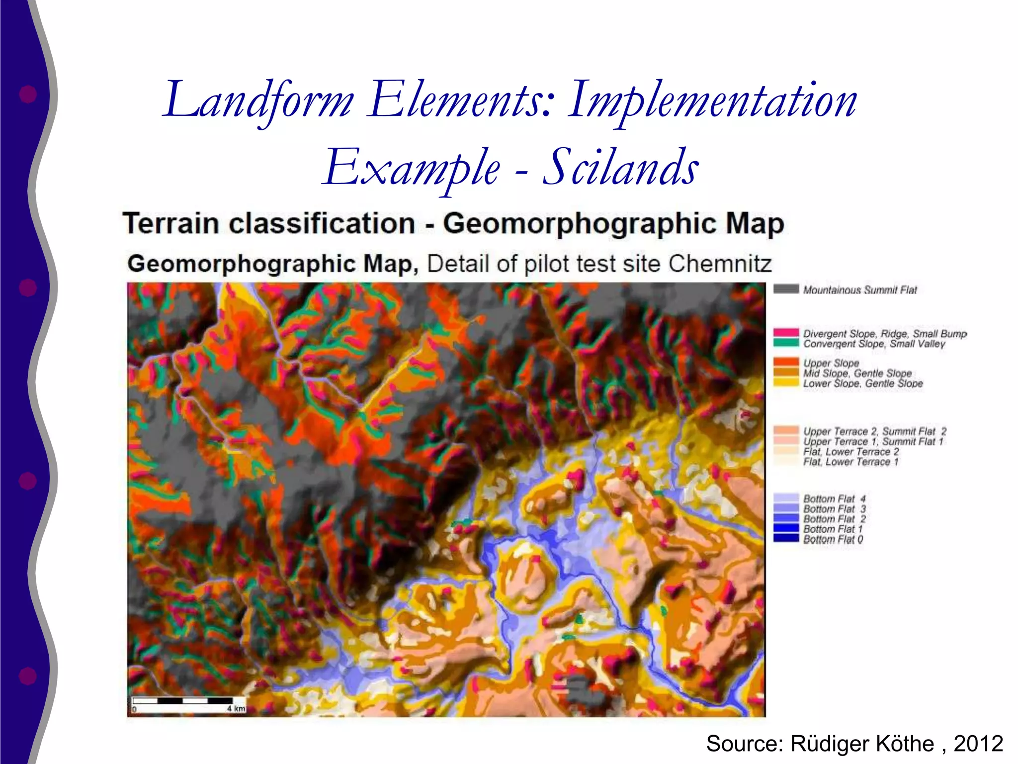 Landform Elements: Implementation
       Example - Scilands




                         Source: Rüdiger Köthe , 2012
 