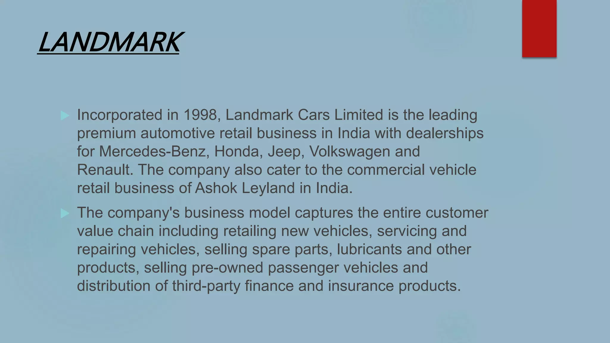 LAND MARK CARS | PPT