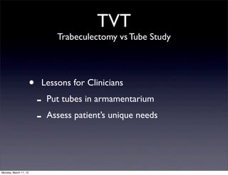 TVT
                                 Trabeculectomy vs Tube Study




                       •   Lessons for Clinicians
  ...