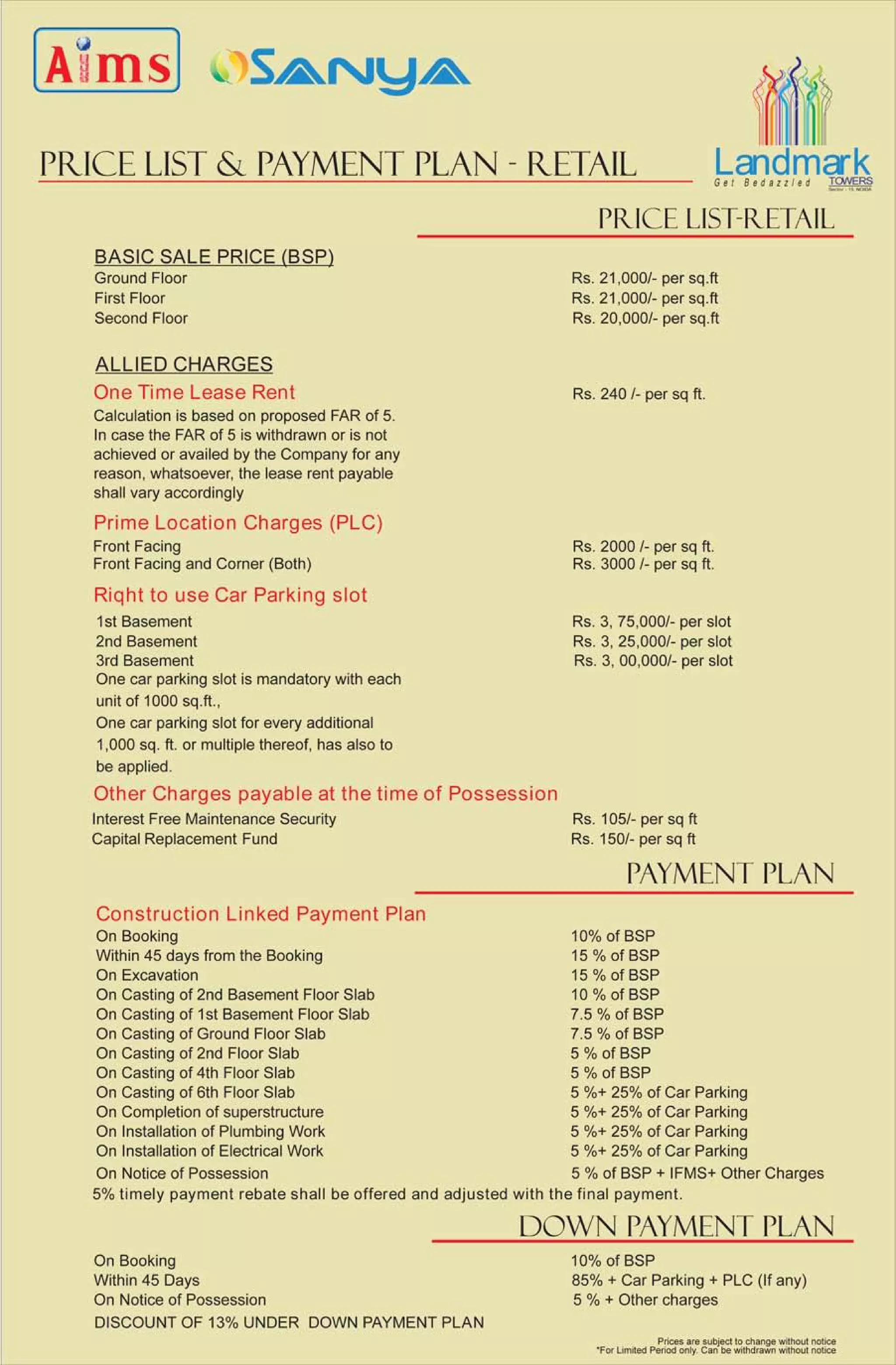 LANDMARK TOWER@9650203482 ASSURED RETURN