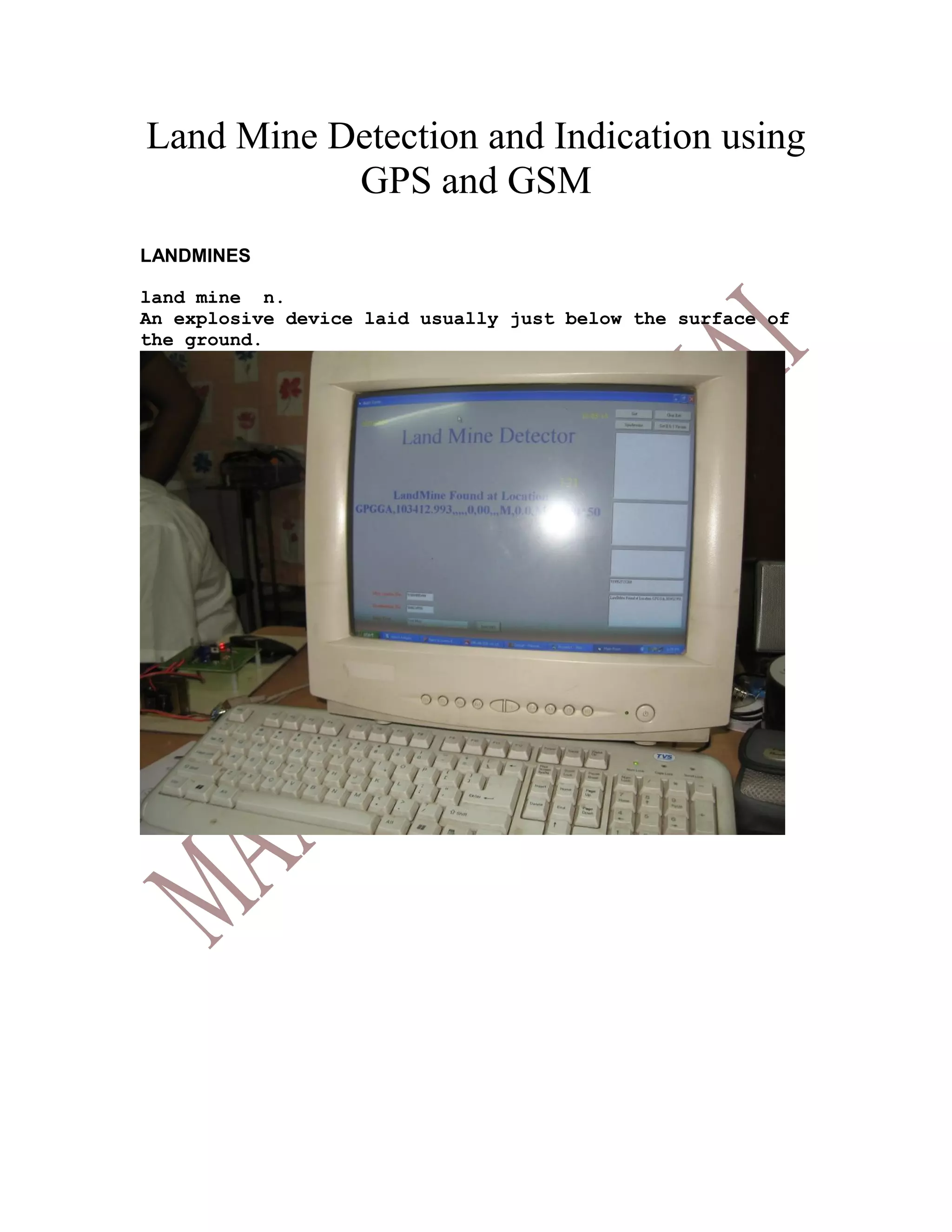 MECHANICAL PROJECTS ABSTRACT-Land mine detection and indication using ...