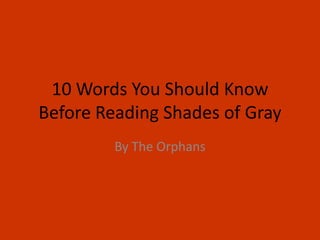 10 Words You Should Know
Before Reading Shades of Gray
         By The Orphans
 