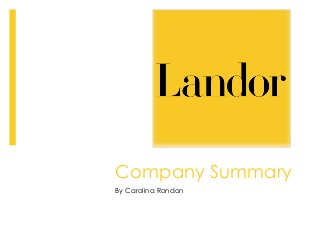 Company Summary
By Carolina Rondon
 