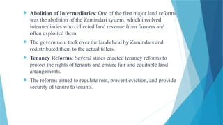 Land Reforms in India Introduction Types of Land Reforms Conclusion.pptx
