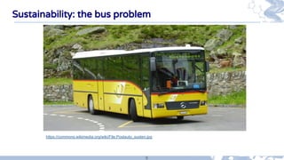 9
Sustainability: the bus problem
https://commons.wikimedia.org/wiki/File:Postauto_susten.jpg
 