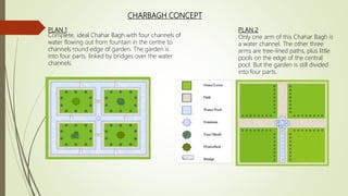PLAN 1
Complete, ideal Chahar Bagh with four channels of
water flowing out from fountain in the centre to
channels round e...
