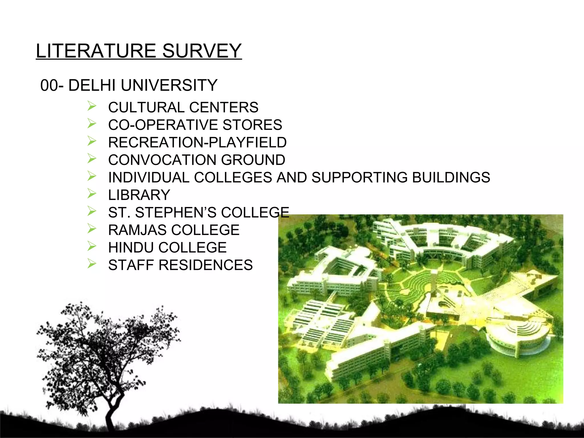 Landscape and design elements in an institutional campus. | PPT