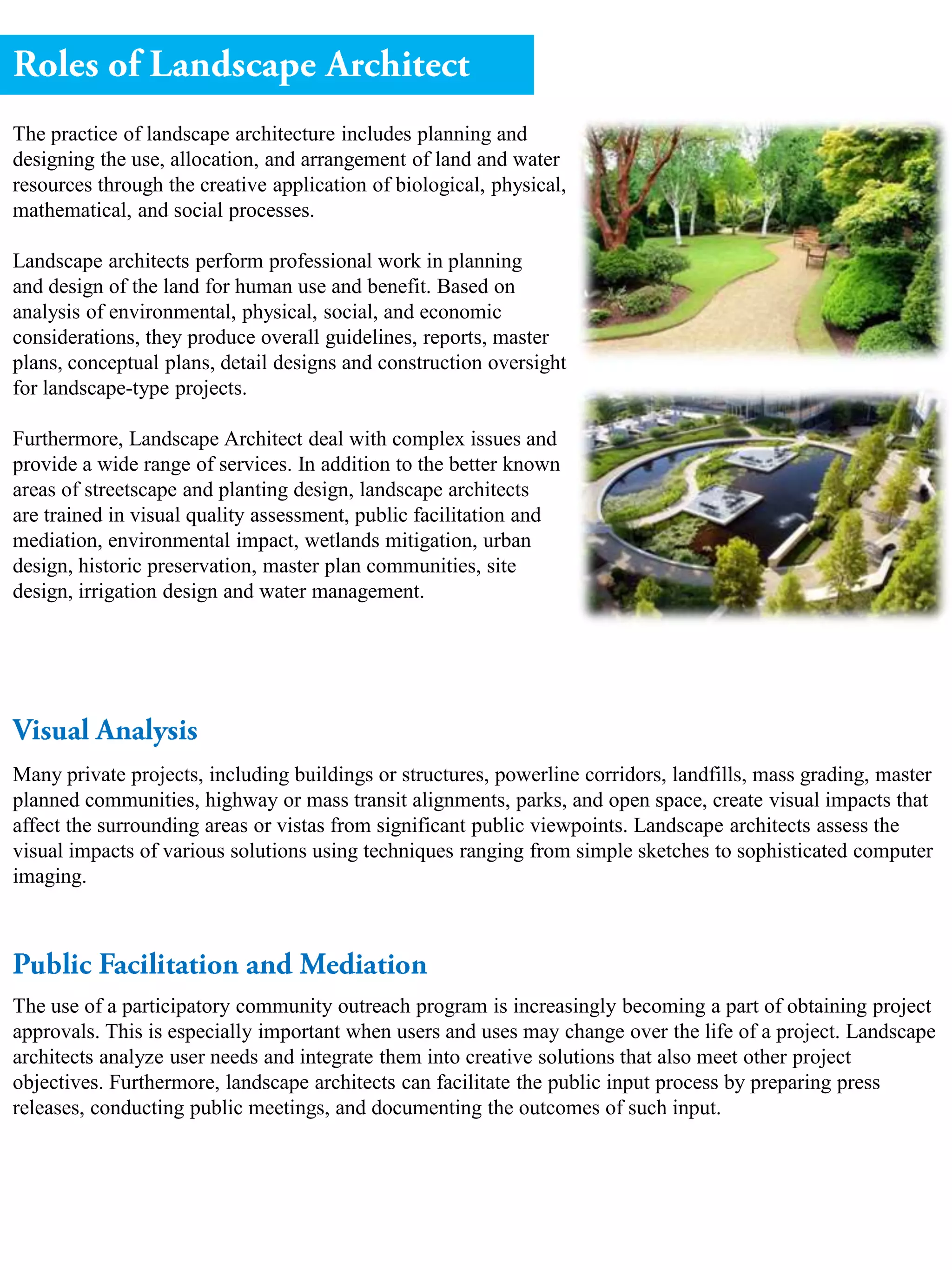 Landscape architect role, process and procedure in completing projects ...