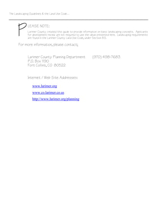 Larimer County Landscaping Guide  PDF