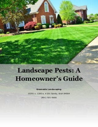 Greenside Landscaping
10291 s. 1300 e. #201 Sandy, Utah 84904
(801) 501-9666
Landscape Pests: A
Homeowner's Guide
 