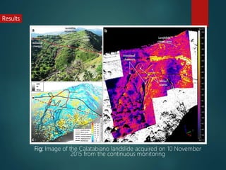Fig: Image of the Calatabiano landslide acquired on 10 November
2015 from the continuous monitoring
Results
 