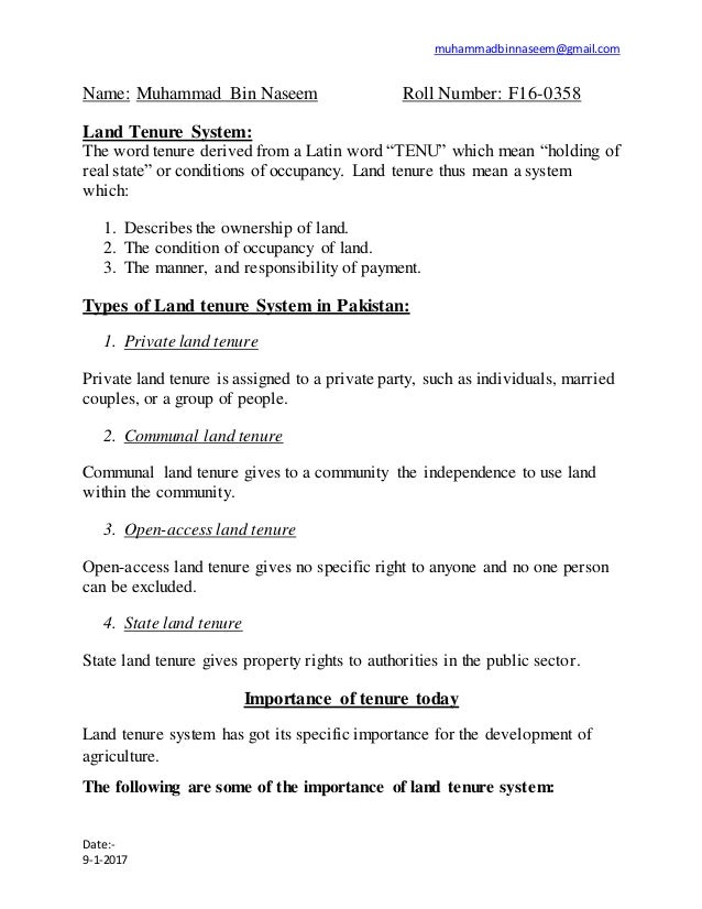 Land tenure system