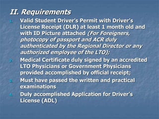 Land Transportation Office (LTO) Traffic Laws, Rules and Regulations.ppt