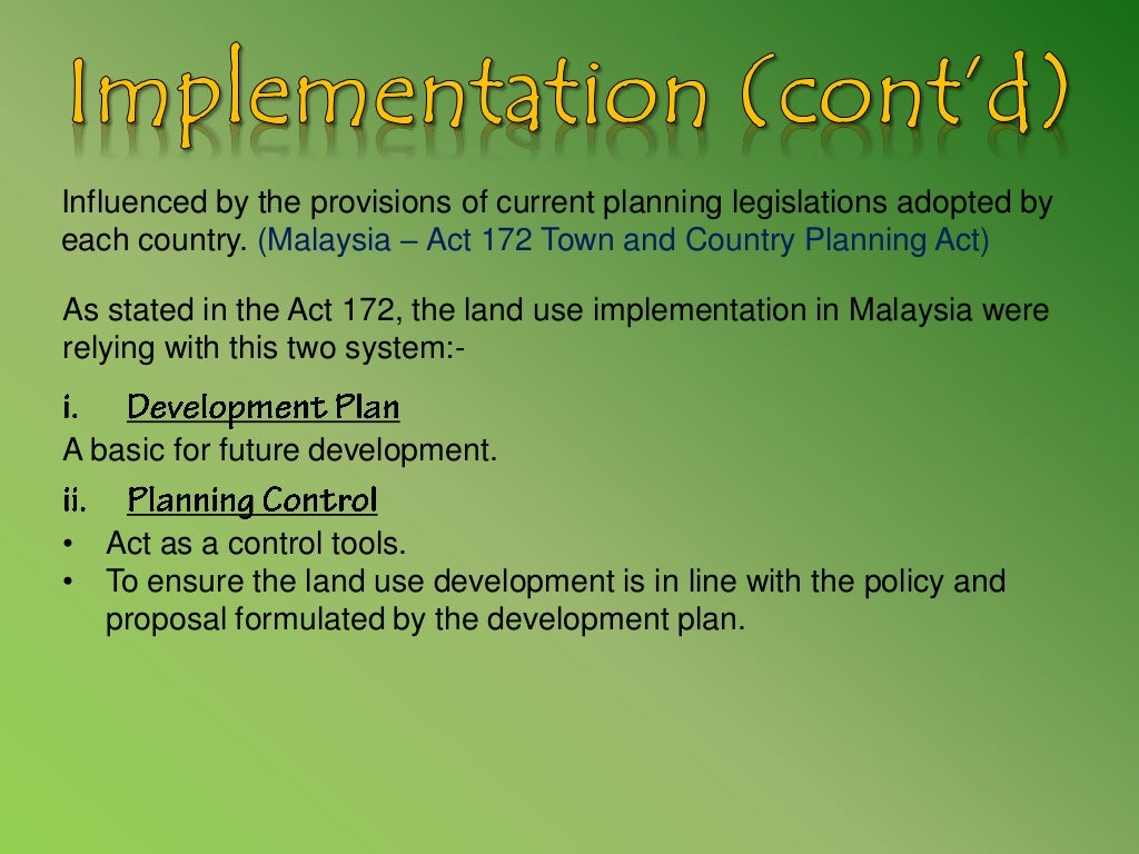 Land Use Planning in Malaysia