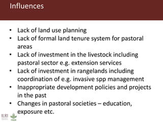 Land use and tenure in pastoral and agro-pastoral production systems