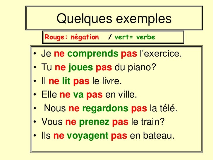 Afbeeldingsresultaat voor la négation avec ne pas