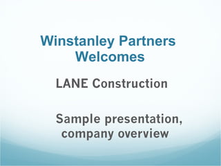 Winstanley Partners  Welcomes 