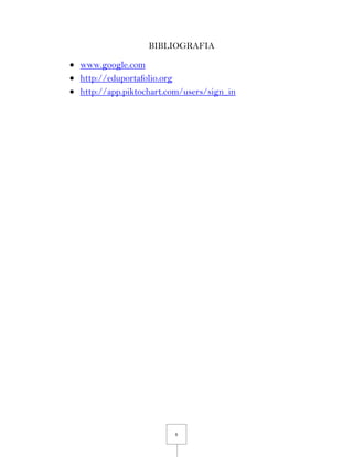 6
BIBLIOGRAFIA
www.google.com
http://eduportafolio.org
http://app.piktochart.com/users/sign_in
