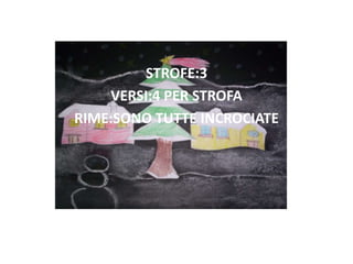 STROFE:3
VERSI:4 PER STROFA
RIME:SONO TUTTE INCROCIATE
 