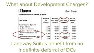 What about Development Charges?
Laneway Suites benefit from an
indefinite deferral of DCs
 