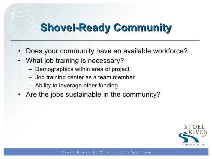 Elements of Shovel Ready Projects for Stimulus Funding