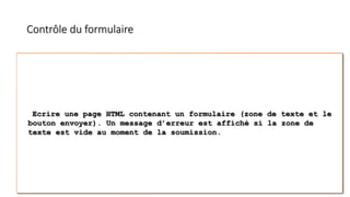 Contrôle du formulaire
 