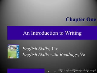 © 2015 by McGraw-Hill Education. All rights reserved.
English Skills, 11e
English Skills with Readings, 9e
Chapter One
An Introduction to Writing
 