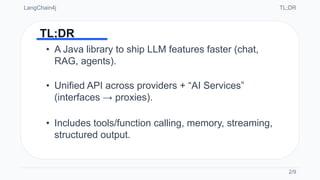 🤖☕ LANGCHAIN4J: BUILD LLM FEATURES IN JAVA (FAST) | PDF