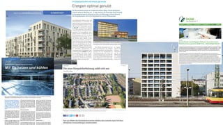 Modernisierungs-Magazin 1–2/201636
Eis-Energiespeicher funktioniert fast ohne CO2-Ausstoß
Mit Eis heizen und kühlen
Ein zukunftweisendes Konzept zur
Versorgung mit Heiz- und Kühlener-
gie wird in der Stuttgarter Nord-
bahnhofstraße realisiert. Hier baut
die Siedlungswerk GmbH Woh-
nungs- und Städtebau mit Sitz in
Stuttgart ein Quartier mit insgesamt
125 Wohnungen. Die werden unter
anderem mit Eis geheizt und ge-
kühlt.
Das Grundstück für das neue Quartier an
der Nordbahnhofstraße in Stuttgart liegt
zwischen dem Pragfriedhof und dem zu-
künftigen Stadtteil Rosenstein entlang des
gleichnamigen Parks. Mit der wohnbauli-
chen Entwicklung der südlichen Nord-
bahnhofstraße wird erstmals das Stuttgar-
ter Innenentwicklungsmodell (SIM) um-
gesetzt.
Projektiert sind sieben Gebäude mit fünf
bis sechs Geschossen. Entlang der östli-
chen Grundstücksgrenze entstehen vier
Mehrfamilienhäuser in der Form eines U.
Drei Stadtvillen umrahmen die grüne Mit-
te am westlichen Rand des Grundstücks.
Alle Gebäude werden den Effizienzhaus-
55-Standard der Kreditanstalt für Wieder-
aufbau erfüllen. Mit einem Primärenergie-
bedarf zwischen 27,4 und 31,5 Kilowatt-
stunden pro Quadratmeter beheizter Flä-
che und Jahr unterschreitet das Projekt
deutlich die Vorgaben der Energieeinspar-
verordnung. Eine Tiefgarage inklusive
zahlreicher Fahrradabstellplätze erschließt
alle Gebäude.
Klimaneutrale Stadt
Im Untergeschoss ist auch die gemeinsame
Heizzentrale untergebracht. Im Erdreich,
neben dem Gebäude, befindet sich ein Eis-
Energiespeicher der Ludwigsburger Firma
Viessmann Eis-Energiespeicher GmbH.
Der Betonquader ist 18 Meter lang, rund 9
Meter breit und 6 Meter hoch. Gefüllt wird
er mit 800.000 Litern Wasser und mehre-
ren 100 Metern Kunststoffrohren, die dem
Wasser Wärme zuführen oder entziehen.
Der Eis-Energiespeicher konserviert Ener-
gie auf einem niedrigen Temperaturniveau
bis zirka 20 Grad Celsius und dient als Puf-
fer für gleich mehrere Energieträger, die
das Quartier mit Heizwärme versorgen
werden. Eine elektrische Wärmepumpe
des Herstellers Viessmann nutzt mit 150
Kunststoff-Absorbern die Energie der Um-
gebungsluft und der Sonne auch in der käl-
teren Jahreszeit. Der ungedämmte Spei-
cher nimmt zudem Wärme oder Kühle des
umgebenen Erdreichs auf. Die Wärme-
pumpe „hebt“ die Temperatur dann auf
das fürs Heizen nötige Niveau an. Ange-
trieben wird sie von einem gasbetriebenen
Blockheizkraftwerk (BHKW), dessen Ab-
wärme ebenfalls zum Heizen genutzt wird.
Der durch das BHKW erzeugte Strom so-
wie der Sonnenstrom einer Fotovoltaikan-
lage werden vorrangig im Gebäude und für
den Allgemeinstrom der Bewohner selbst
genutzt. Auch E-Bikes und Elektroautos
sollen mit dem selbst erzeugten Strom un-
terwegs sein.
Heizen mit Eis
Der Clou: Ein Teil der Heizwärme stammt
aus Eis, genauer gesagt aus der Kristallisa-
tionsenergie. Sie wird frei, wenn Wasser zu
Eis gefriert. Im Eisspeicher wird dieser
Wechsel des Aggregatzustands während
Blick in einen Eis-Energiespeicher. Beim Übergang von Wasser zu Eis und umgekehrt wird durch einen beliebig wiederholbaren
physikalischen Prozess zusätzliche Energie frei, die zum Heizen und Kühlen genutzt werden kann.
VIESSMANNEIS-ENERGIESPEICHER
Heizung und WohnraumlüftungSCHWERPUNKT
 