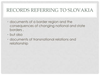 Grenzregion Slowakei - Ausgewählte Dokumente aus dem NÖLA 