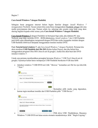 Langkah Langkah Cara Install ulang Windows 7 | PDF