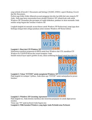 Langkah Langkah Cara Install ulang Windows 7 | PDF