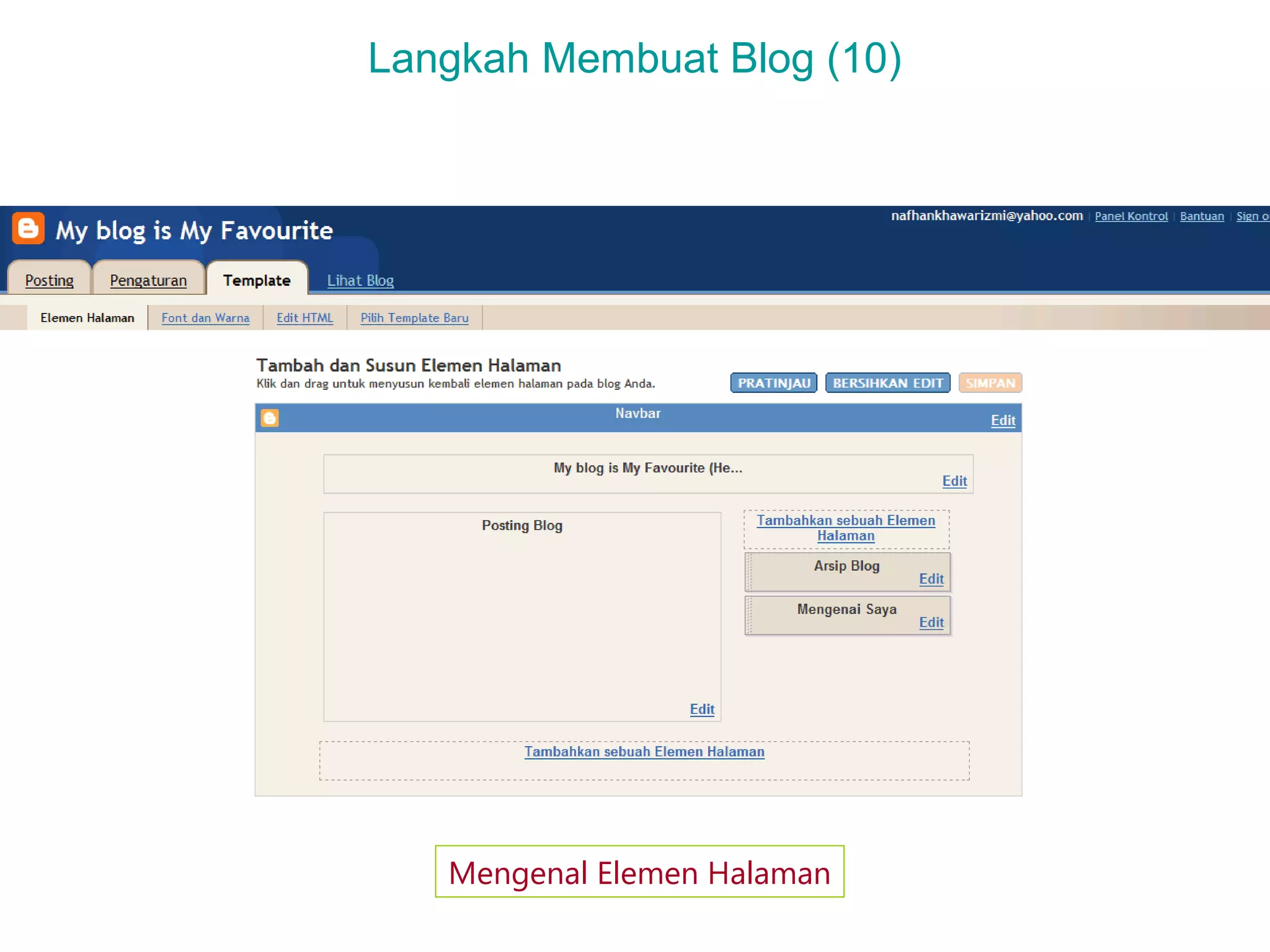Langkah Membuat Blog (10)
Mengenal Elemen Halaman
 