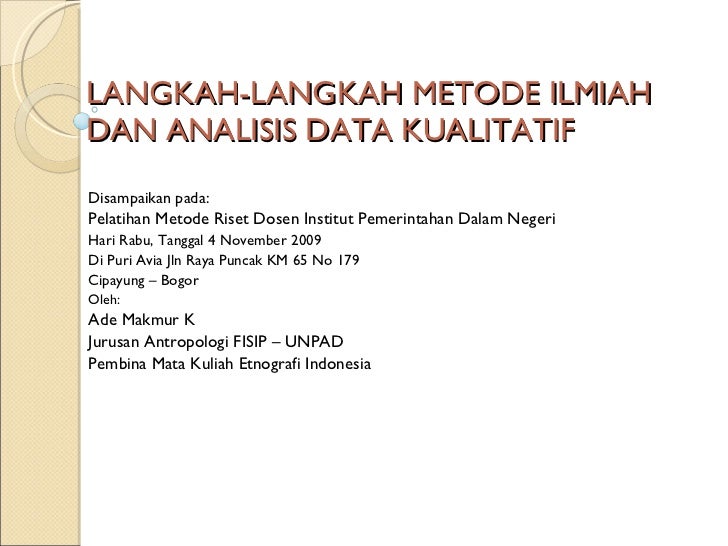 Langkah Langkah Metode Ilmiah