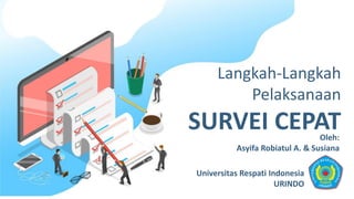 Langkah-Langkah
Pelaksanaan
SURVEI CEPAT
Universitas Respati Indonesia
URINDO
Oleh:
Asyifa Robiatul A. & Susiana
 