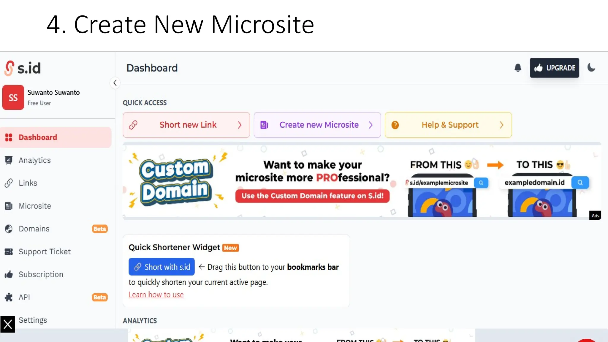 4. Create New Microsite