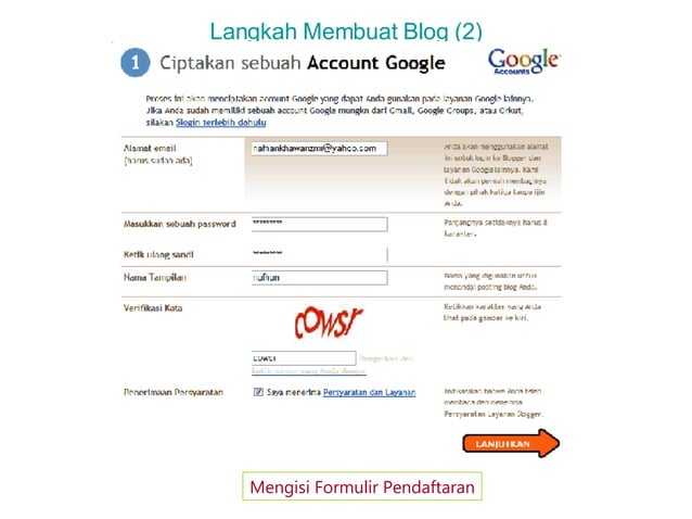 Langkah Membuat Bloger | PPT