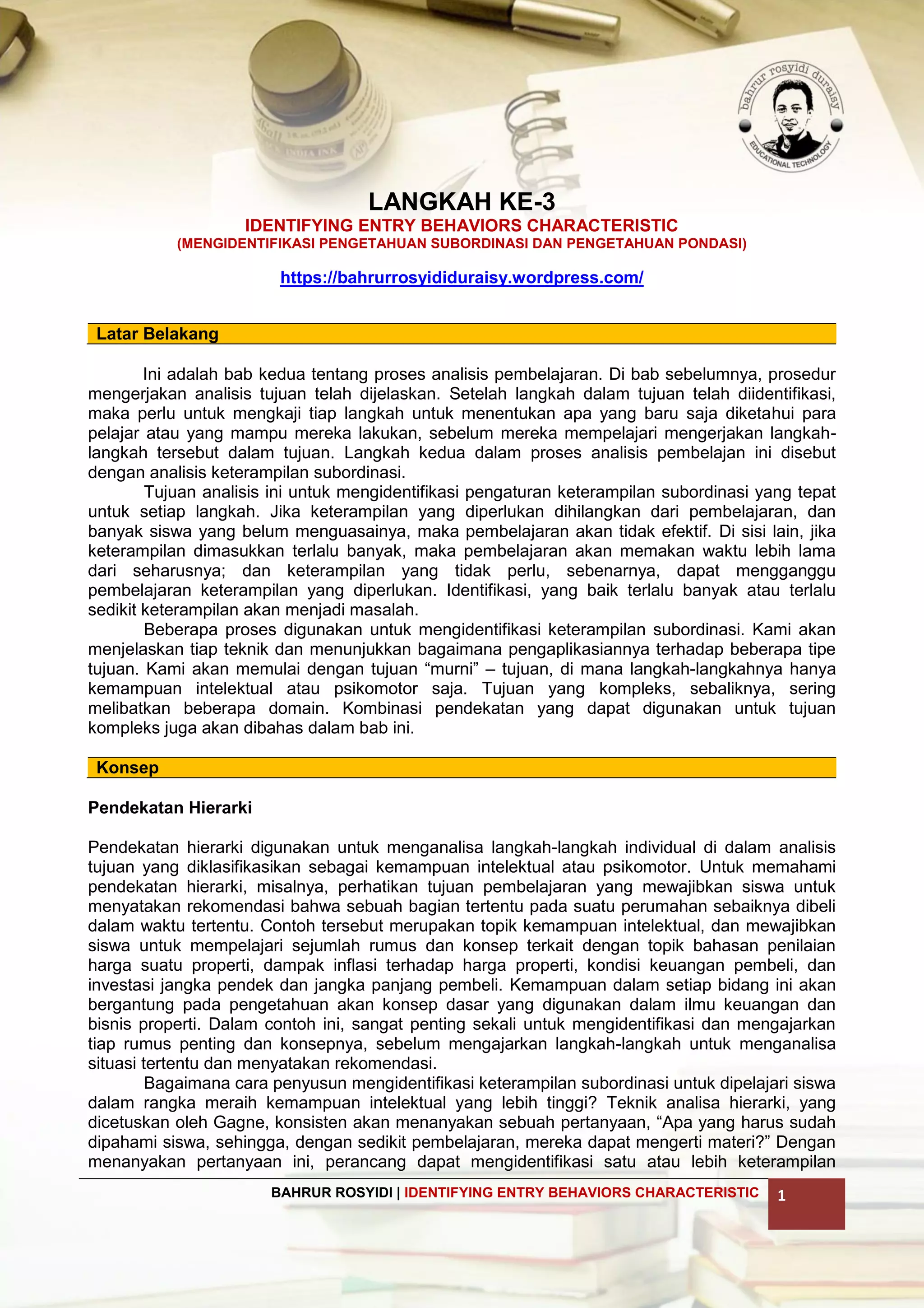 Langkah 3 identifying entry behaviors characteristic | PDF