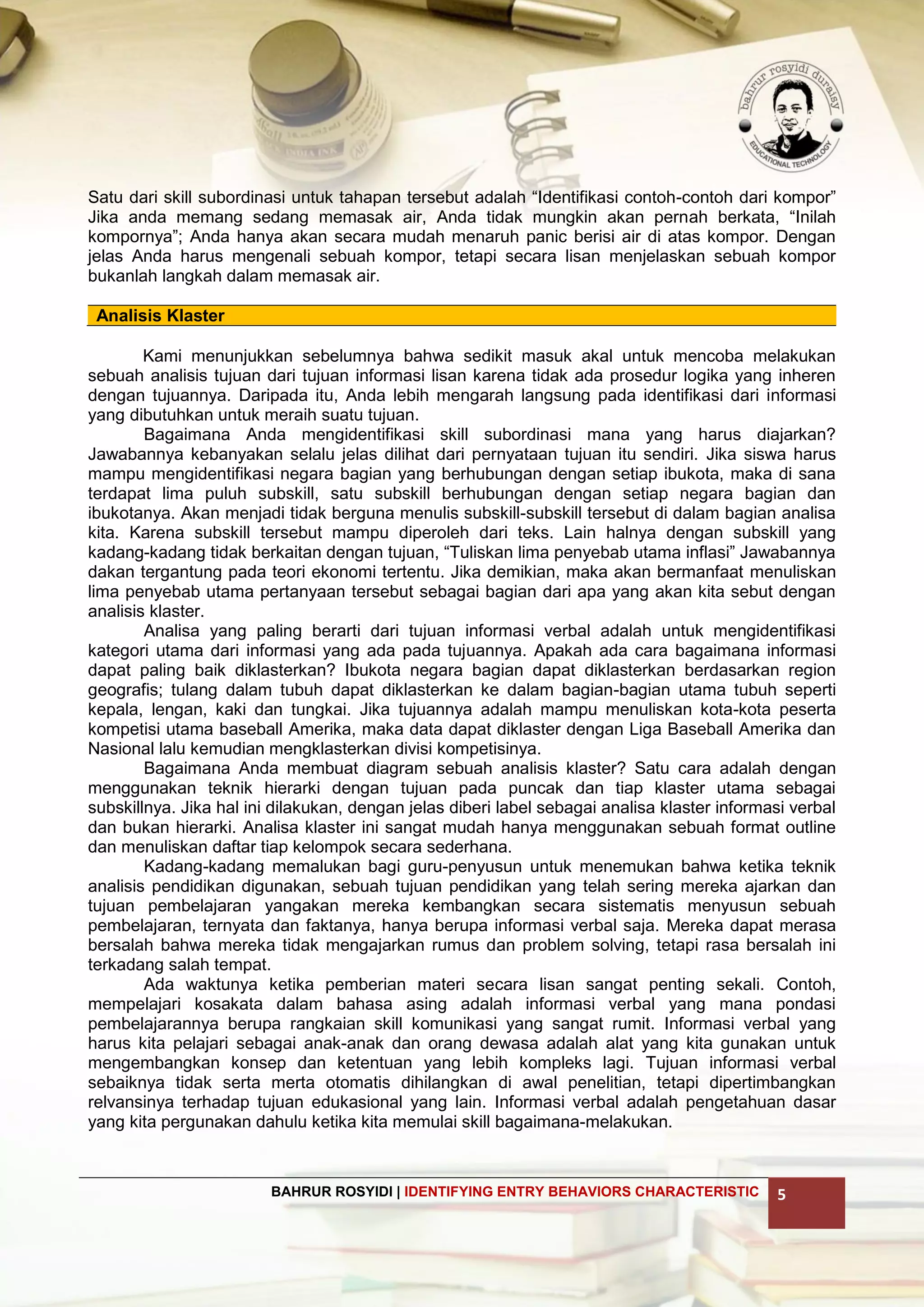 Langkah 3 identifying entry behaviors characteristic | PDF