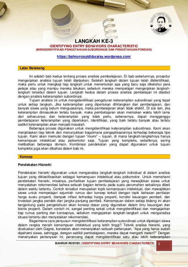 Langkah 3 Identifying Entry Behaviors Characteristic Langkah 3 Identifying Entry Behaviors Characteristic