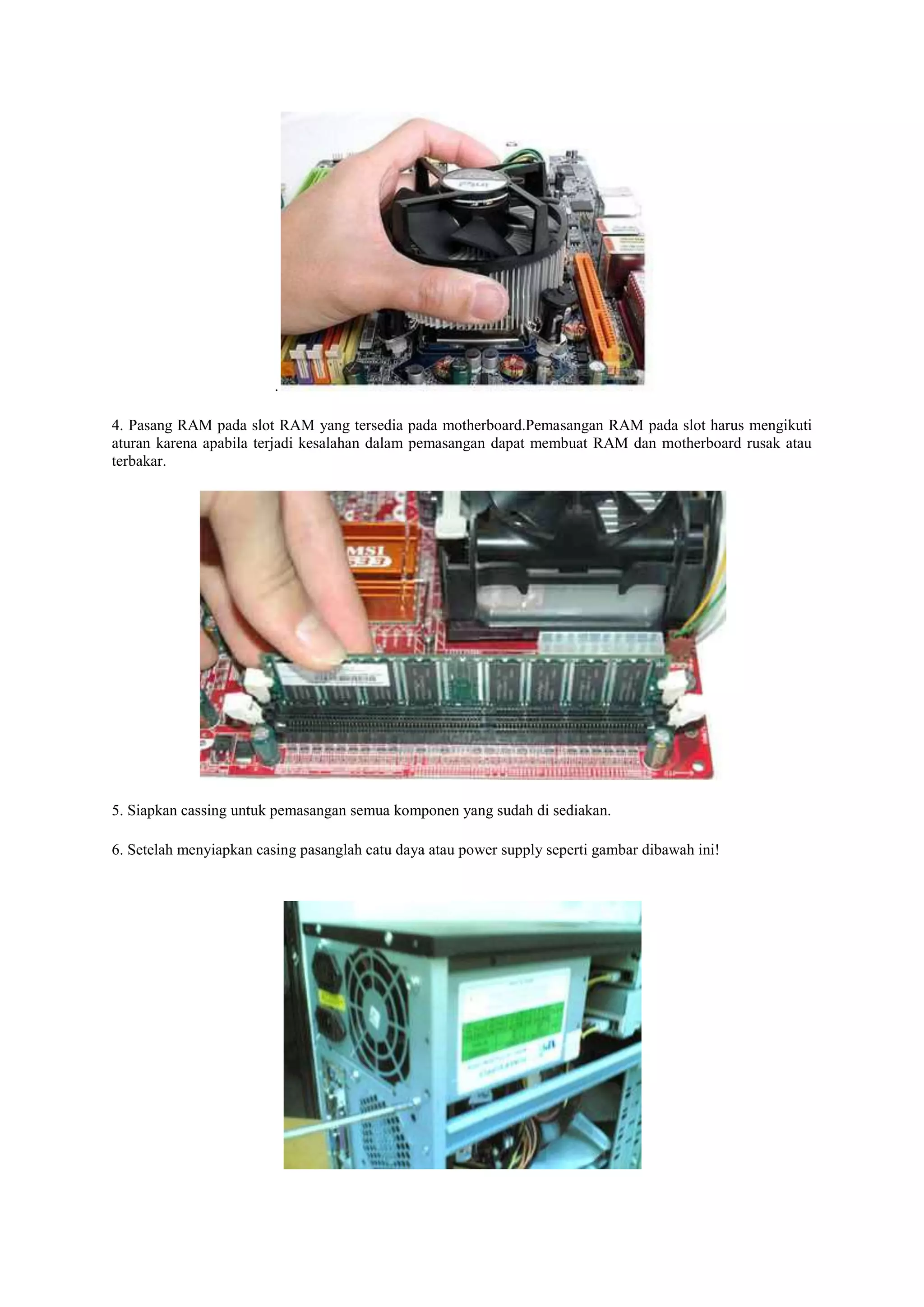 Langkah langkah merakit pc beserta gambarnya | DOCX