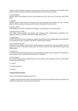 Langkah langkah merakit pc beserta gambarnya | DOCX