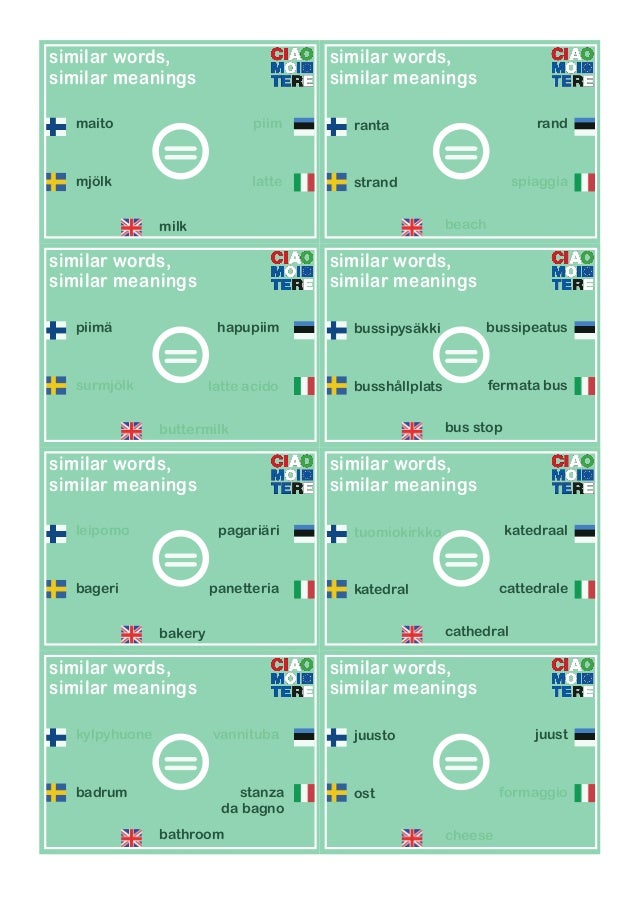Langlete flashcards similar similar meanings fin ESTONIANSWEDISH