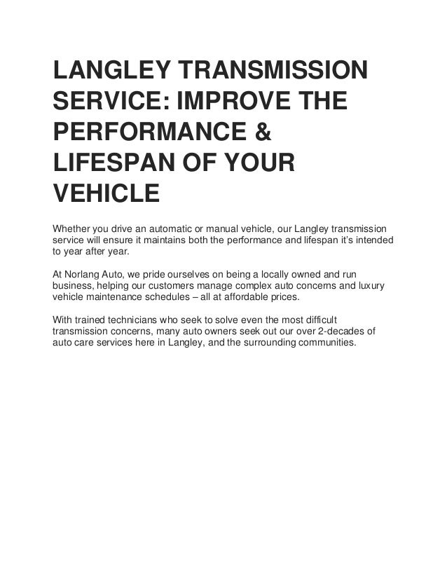 Langley transmission service improve the performance & lifespan of your vehicle