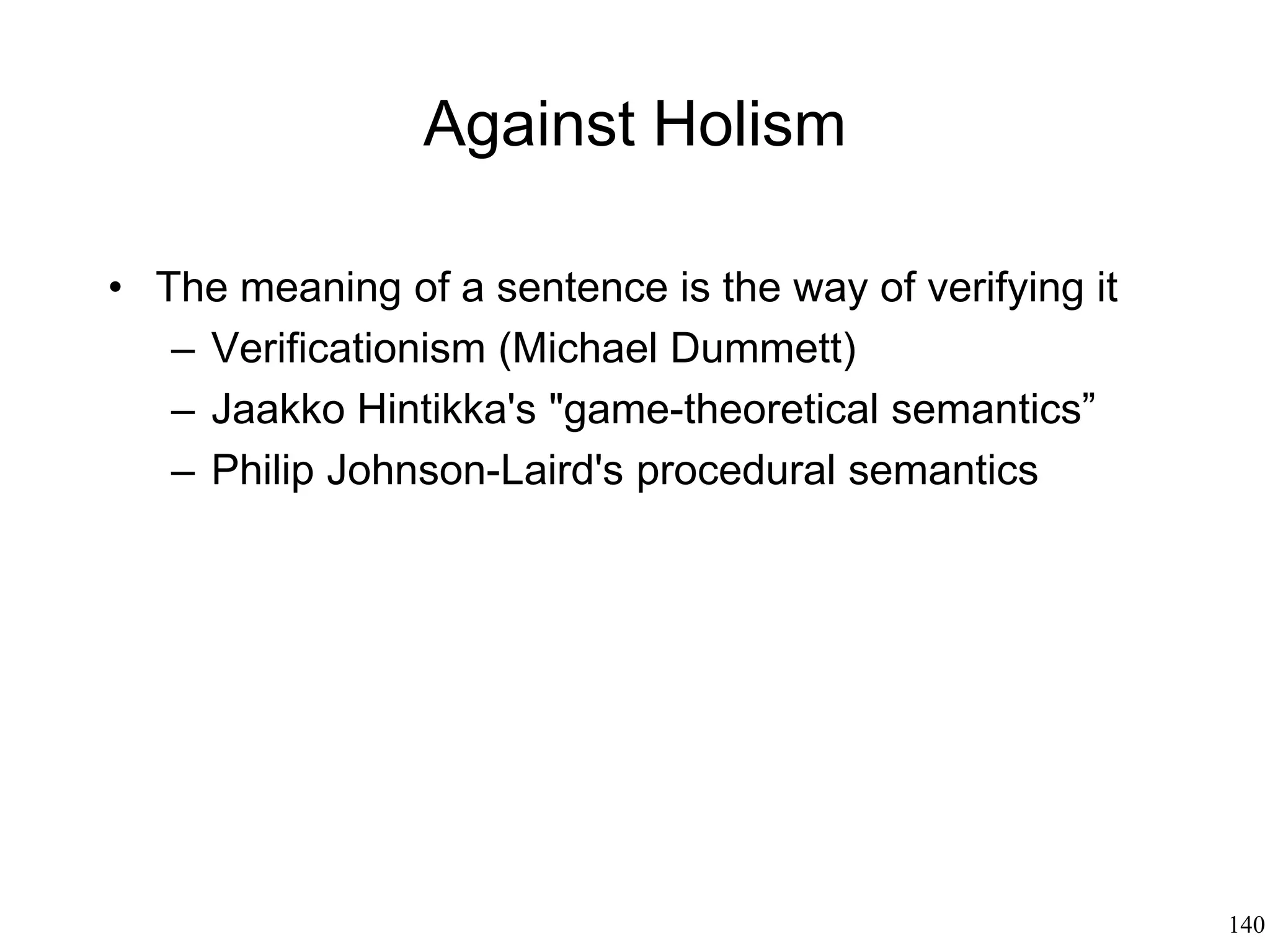 140
Pragmatics: Why We Speak
• Jerome Bruner (1986)
– Human psychology is the key element of
the latter
– Human civilization has developed
sophisticated analyses of how to think in
the paradigmatic way (for example,
mathematical Logic), but has little to say
about how to think in the narrative way
(how to write good stories)
 