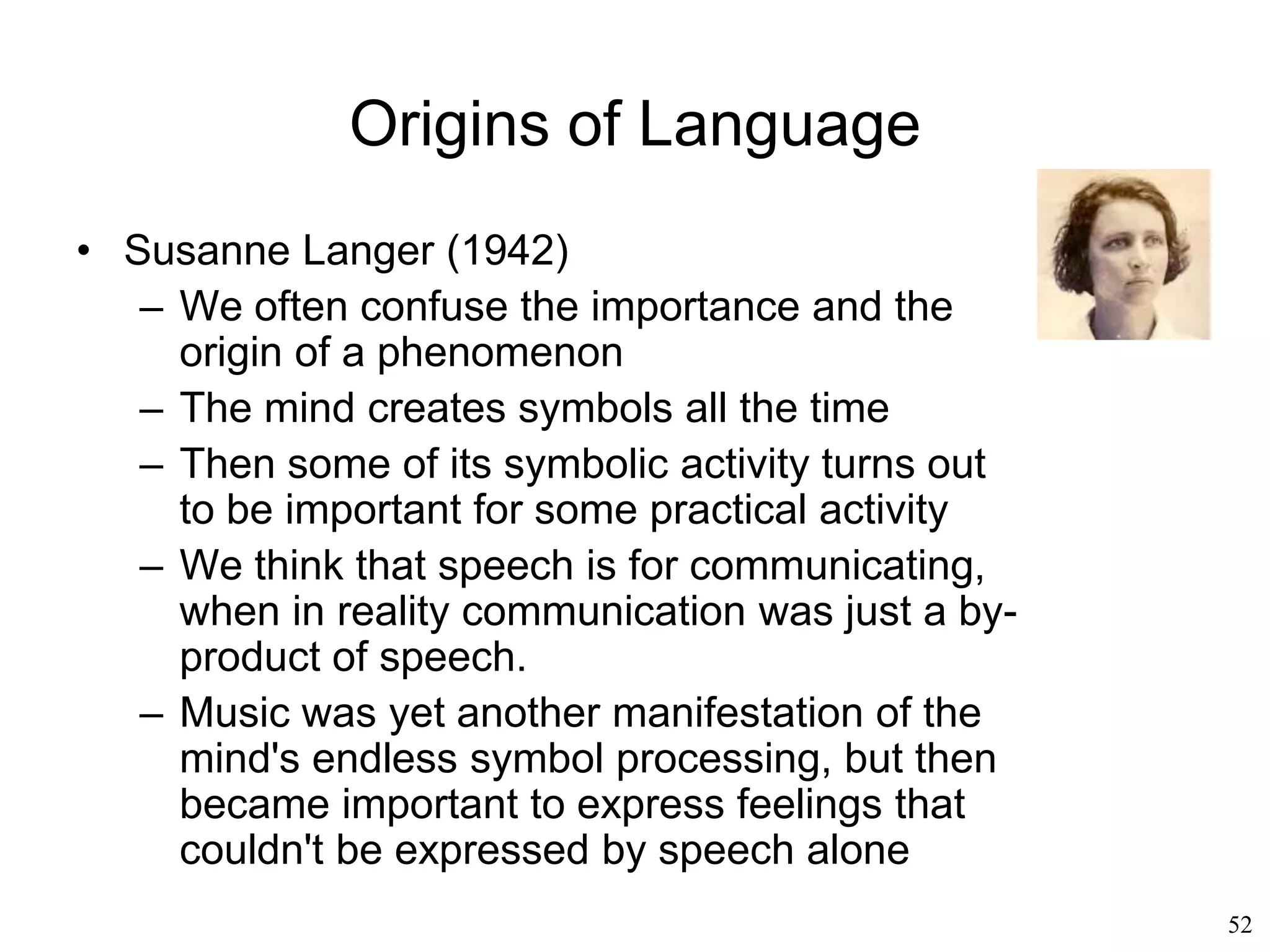 52
Case Grammars
• Space-time primitives (Ray Jackendorff, 1983)
– the meanings of all verbs be reduced to a
few, such as "motion" and "location"
• Conceptual dependency (Roger Schank,
1975)
– decompose verbs into elementary concepts
– reveal things that are not explicit in the
surface form of the utterance
– Shifts from the way words have been
assembled to what is being described
 