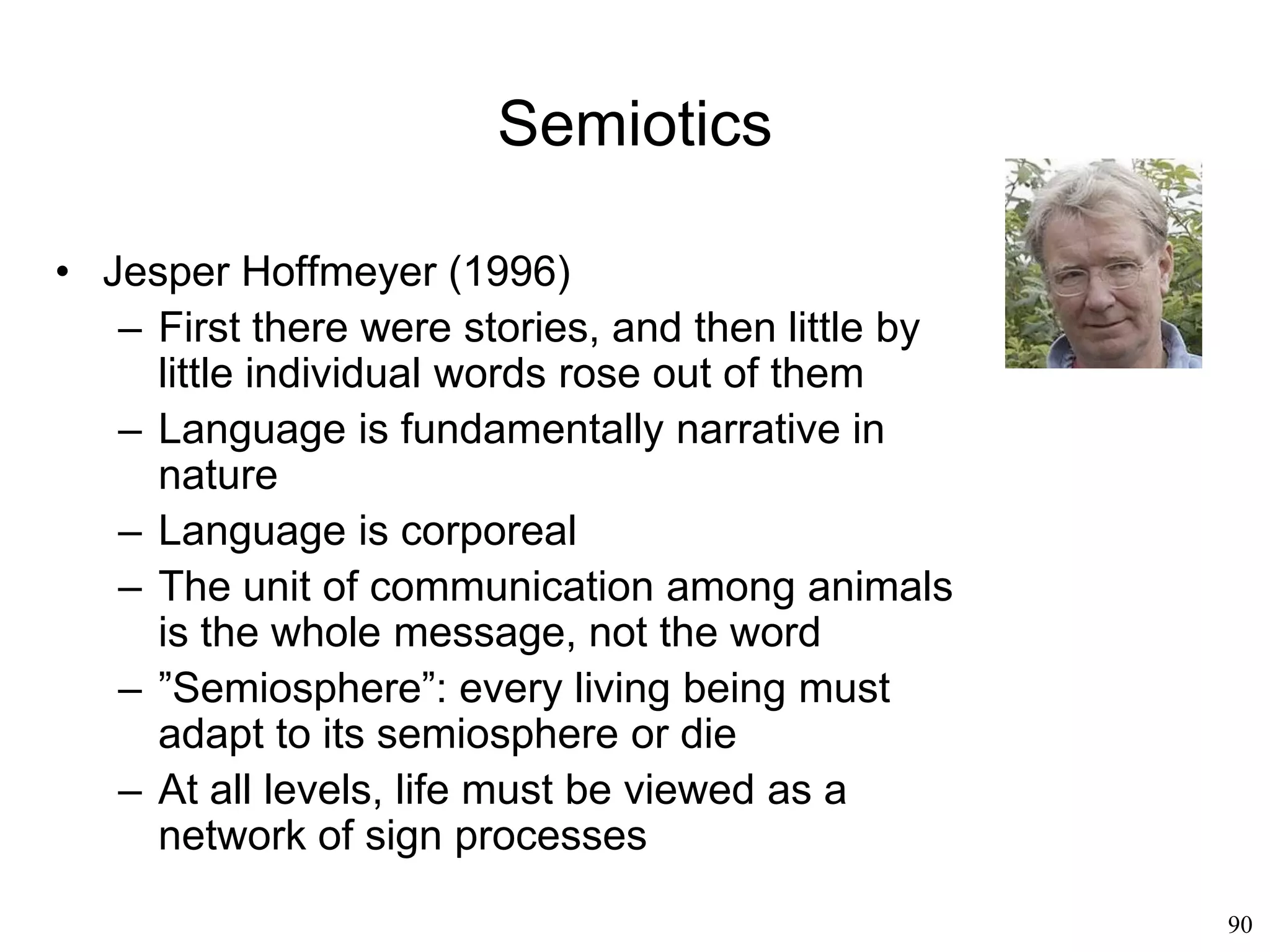 90
Tools
• Timothy Taylor (2010)
– The upright posture freed the hands, and
allowed humans to make tools
– That altered the normal course of evolution
– Technology introduced a parallel (non blind)
algorithm next to Darwin’s (blind) algorithm
– Technology evolved humans
– Humans got weaker while becoming more
dependent on technology ("self-domestication“)
 